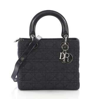 Christian Dior Lady Dior Handbag Cannage Quilt Lambskin Medium Blue 3694055