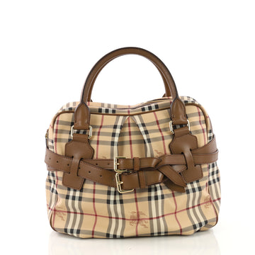 Burberry Belted Top Handle Satchel Haymarket Coated 3694060