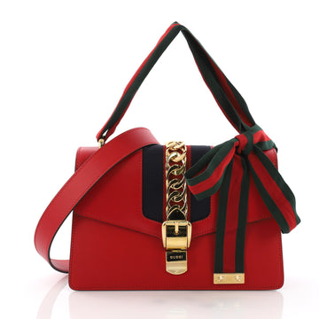 Gucci Sylvie Shoulder Bag Leather Small Red 3694071