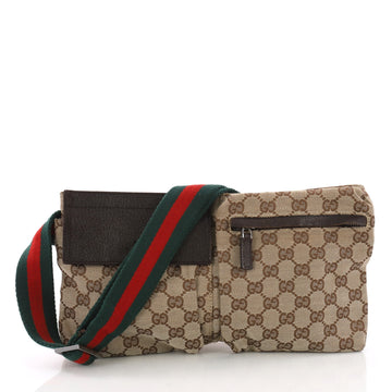 Gucci Vintage Double Belt Bag GG Canvas Brown 3694072