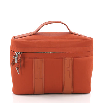 Hermes Acapulco Vantiy Bag Toile with Leather Orange 3694074