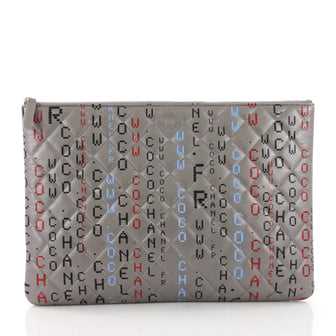 Chanel Data Center O Case Clutch Quilted Printed Lambskin Large 3694081