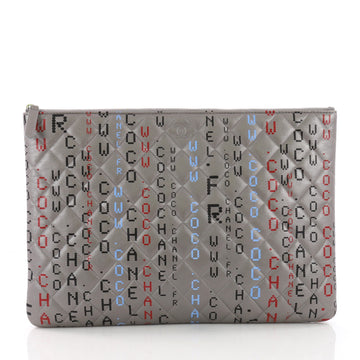Chanel Data Center O Case Clutch Quilted Printed Lambskin Large 3694081