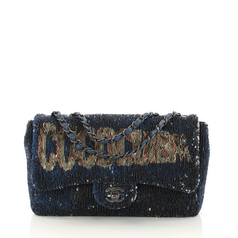 Chanel Coco Cuba Flap Bag Sequins Medium Blue 3694303