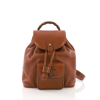 Gucci Vintage Bamboo Backpack Leather Mini Brown 3694306