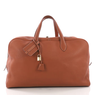 Hermes Victoria II Travel Bag Clemence 50 Brown 3694312
