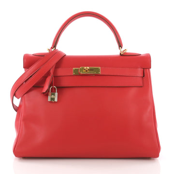 Hermes Kelly Handbag Red Gulliver with Gold Hardware 32 3694324