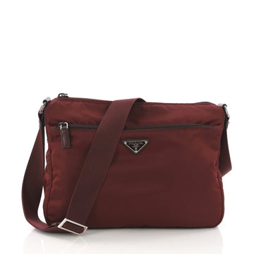  Prada Zip Messenger Bag Tessuto Medium Red 3694326