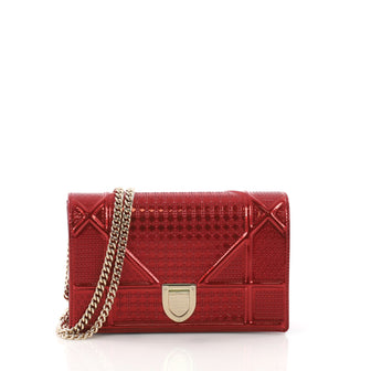 Christian Dior Diorama Wallet on Chain Cannage Embossed Calfskin Red 3694901