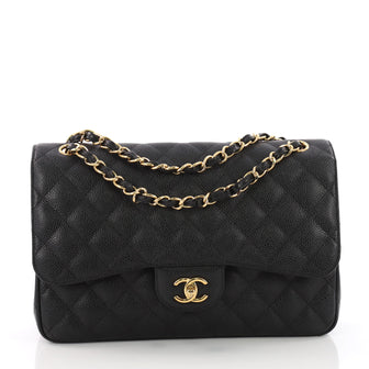 Chanel Classic Double Flap Bag Quilted Caviar Jumbo Black 3695801