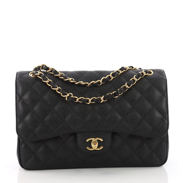 Chanel Classic Double Flap Bag Quilted Caviar Jumbo Black 3695801