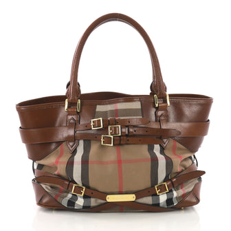 Burberry Bridle Lynher Tote House Check Canvas Medium 3696001