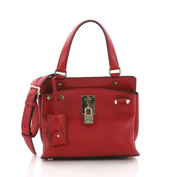 Valentino Joy Lock Top Handle Bag Leather Small Red 3696303