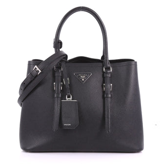 Cuir Covered Strap Double Tote Saffiano Leather Medium