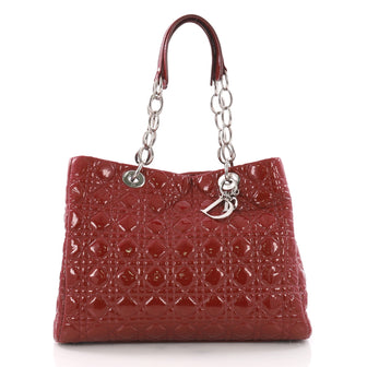 Christian Dior Soft Chain Tote Cannage Quilt Patent Large Red 3698309