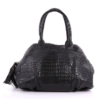 Nancy Gonzalez Zip Around Satchel Crocodile Large Black 3699102