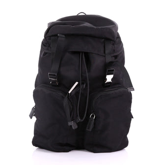Double Pocket Buckle Backpack Tessuto Large