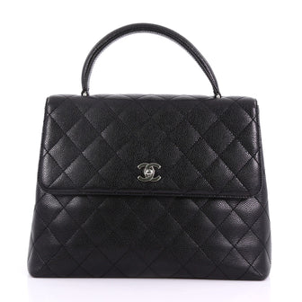Vintage Classic Top Handle Flap Bag Quilted Caviar Jumbo