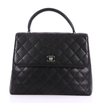 Vintage Classic Top Handle Flap Bag Quilted Caviar Jumbo