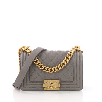 Chanel Model: Boy Flap Bag Quilted Caviar Small Gray 37014/2