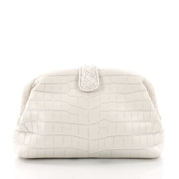 Bottega Veneta Lauren 1980 Clutch Crocodile Small White 370162