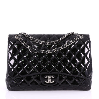 Chanel Model: Classic Single Flap Bag Quilted Patent Maxi Black 37019/1