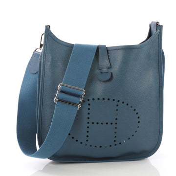 Hermes Evelyne Crossbody Gen III Epsom PM Blue 370241