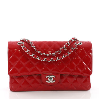 Chanel Model: Classic Double Flap Bag Quilted Patent Medium Red 37036/1