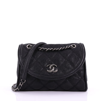 Chanel CC Crescent Chain Flap Bag Quilted Caviar Medium