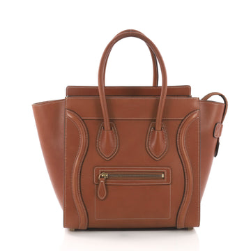 Celine Luggage Handbag Smooth Leather Mini Brown 370512