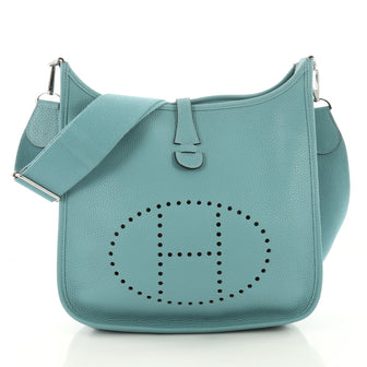 Hermes Evelyne Crossbody Gen III Clemence PM Blue 370531