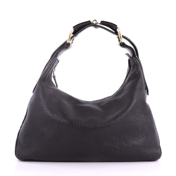 Gucci Horsebit Hobo Guccissima Leather Medium Black 370551