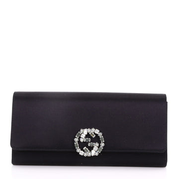 Gucci GG Broadway Clutch Satin with Crystals Black 3706201
