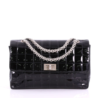 Chanel Vintage Chocolate Bar Reissue Flap Bag Quilted Patent 370721