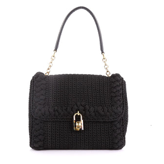Dolce & Gabbana Miss Bonita Satchel Knit Wool Medium Black 370732