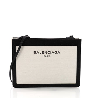 Balenciaga Navy Pochette S Canvas and Leather Brown 3707725