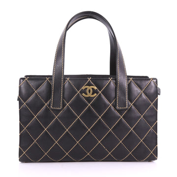 Chanel Surpique Tote Quilted Leather Medium Black 3707741