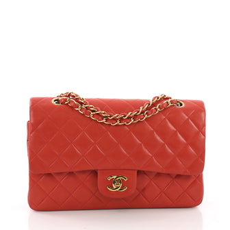  Chanel Model: Vintage Classic Double Flap Bag Quilted Lambskin Medium Red 37077/44