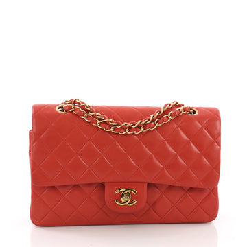  Chanel Model: Vintage Classic Double Flap Bag Quilted Lambskin Medium Red 37077/44