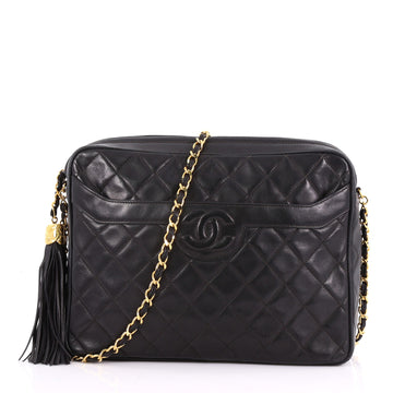 Chanel Vintage Camera Tassel Bag Quilted Leather Large Black 3707810