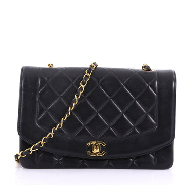 Chanel Vintage Diana Flap Bag Quilted Lambskin Medium Black 3707811