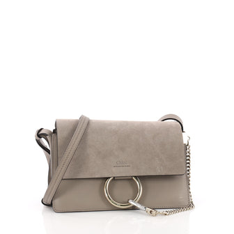Chloe Faye Shoulder Bag Leather and Suede Small Brown 3707820
