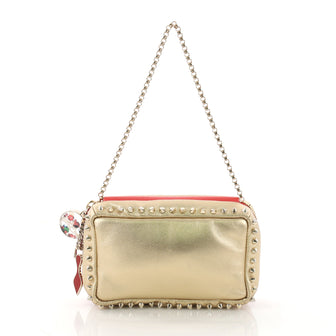 Christian Louboutin Piloutin Clutch Spiked Leather Small Gold 3707827