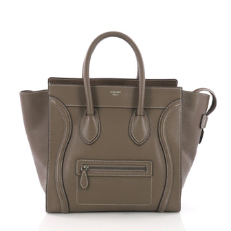 Celine Luggage Handbag Grainy Leather Mini Gray 3707830