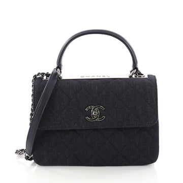 Chanel Trendy CC Top Handle Bag Quilted Denim Small Blue 3707846