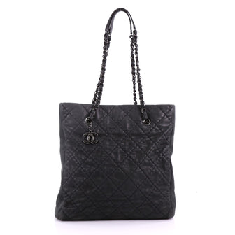 Chanel Model: CC Charm Tote Quilted Iridescent Calfskin Tall Black 37079/10