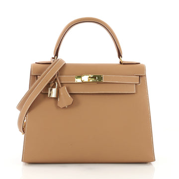 Hermes Kelly Handbag Brown Courchevel with Gold Hardware 3707912