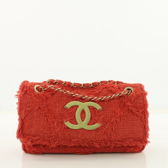  Chanel Nature Flap Bag Quilted Tweed Medium Red 3707913