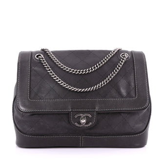 Chanel Model: Aged Chain Flap Bag Quilted Caviar Medium  Black 37079/7