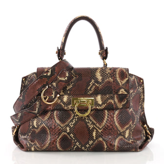 Salvatore Ferragamo Sofia Satchel Python Medium Purple 370801